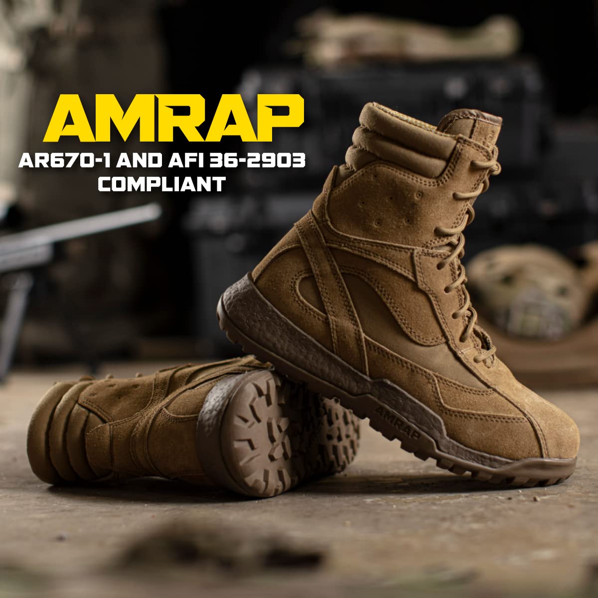 Belleville BV505 AMRAP Field Boot - AR 670-1 Compliant Tactical Boots - Moisture Wicking Paratrooper Footwear - TPU Midsole & EVA Footbed Motorcycle Shoes - Coyote - 4 Wide