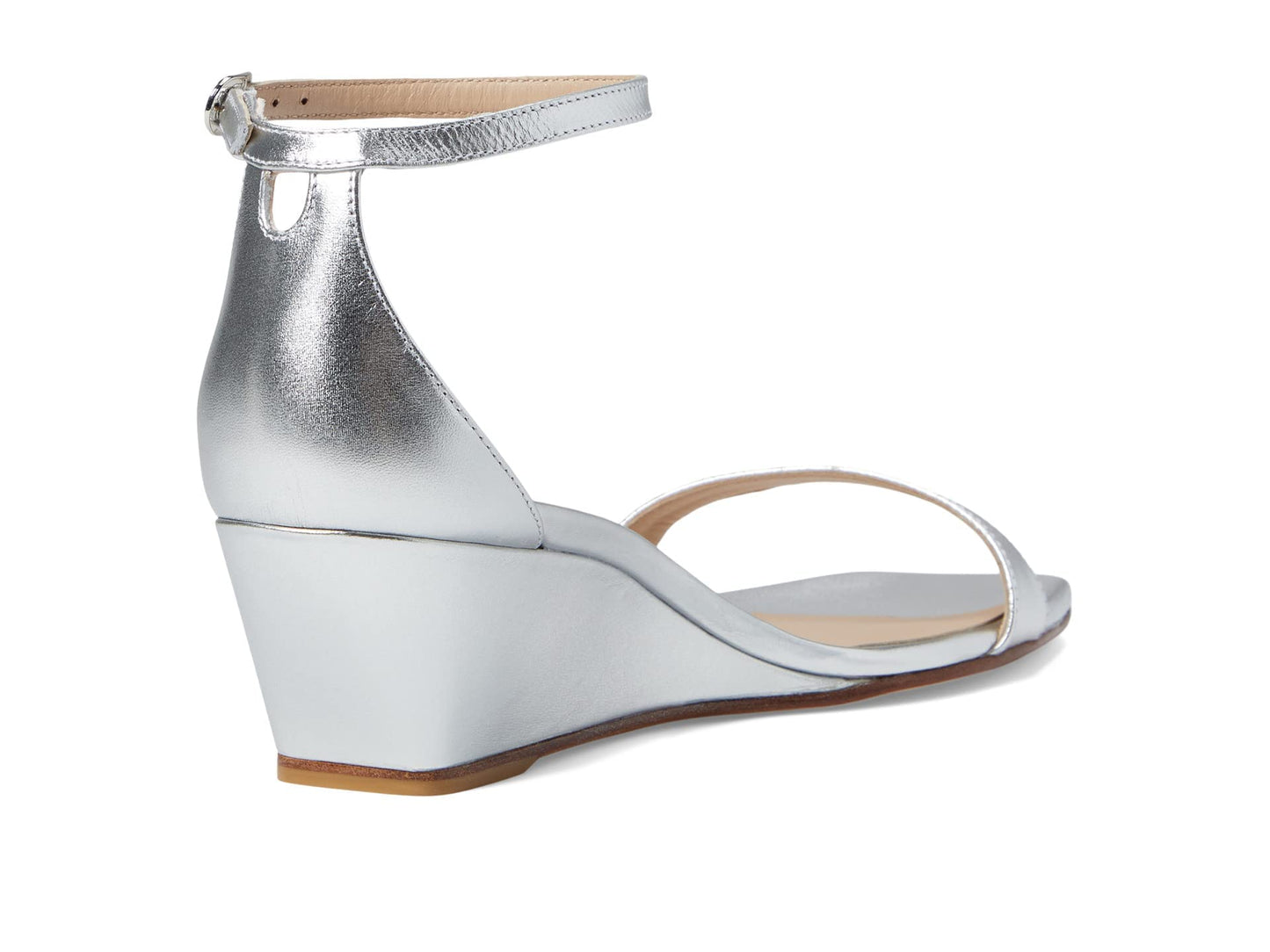 Stuart Weitzman Nudistcurve 50 Wedge Silver 9 B