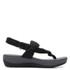 Clarks Arla Nicole Flat Sandal, Black Textile, 8 Wide