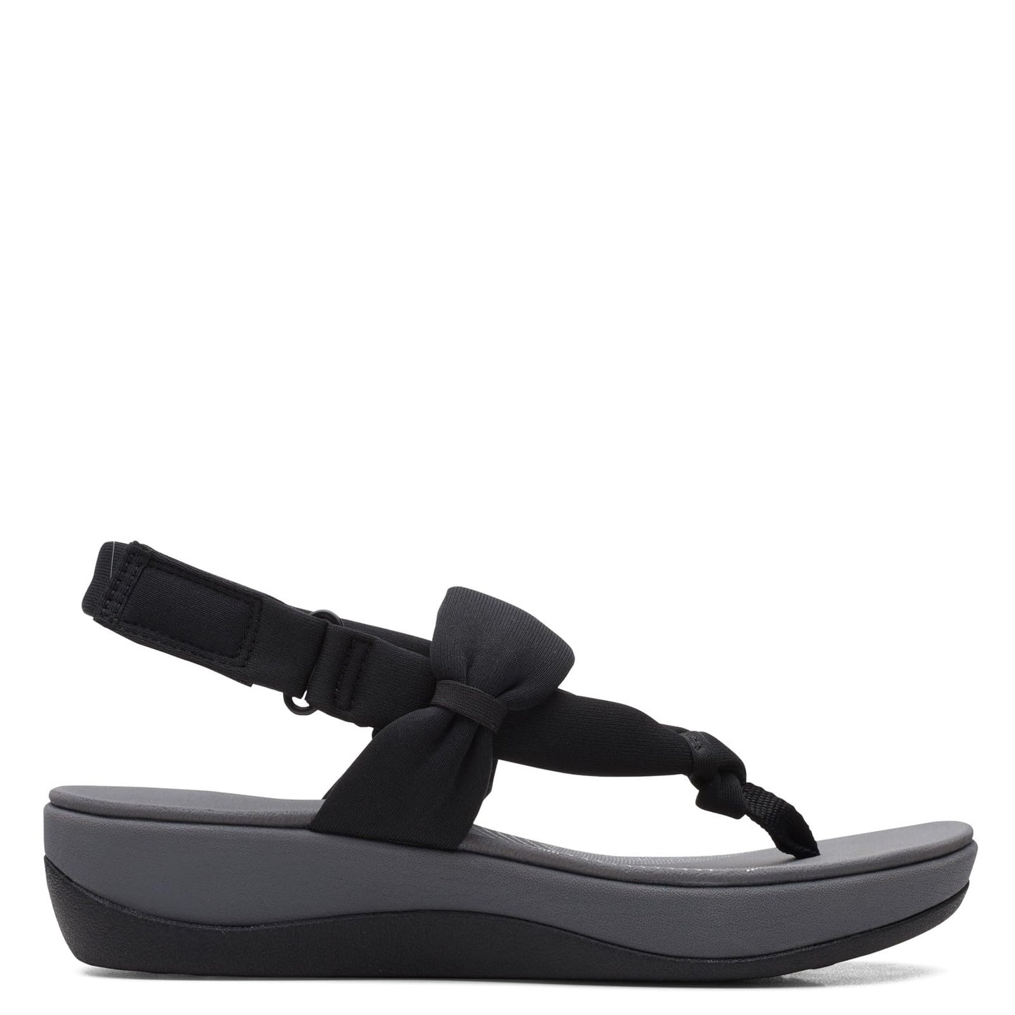 Clarks Arla Nicole Flat Sandal, Black Textile, 8 Wide