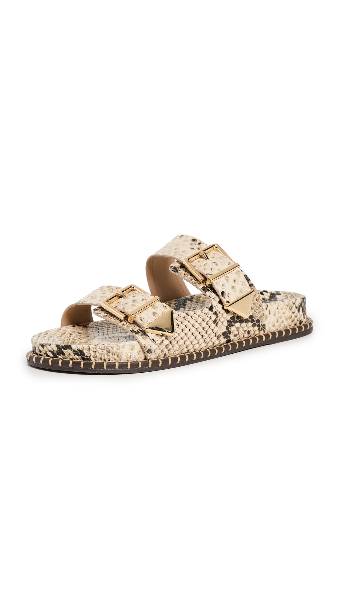 SCHUTZ Women's Naomi Sporty Slides, Snake Plain/Natural, 6.5 Medium US