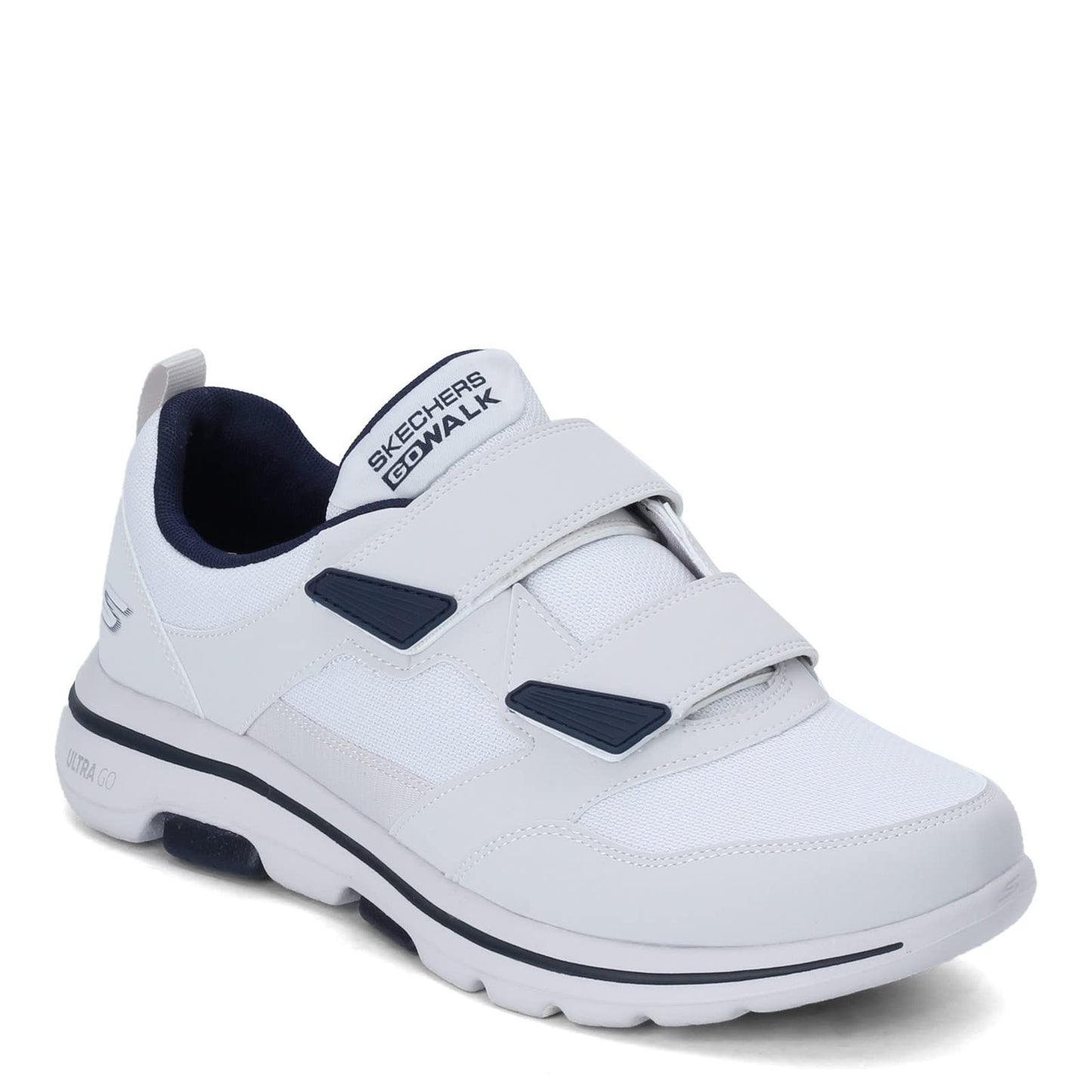 Skechers Men's Gowalk - Athletic Hook and Loop Walking Shoes | Two Strap Sneakers | Air-cooled Foam, White/Navy, 12 X-Wide
