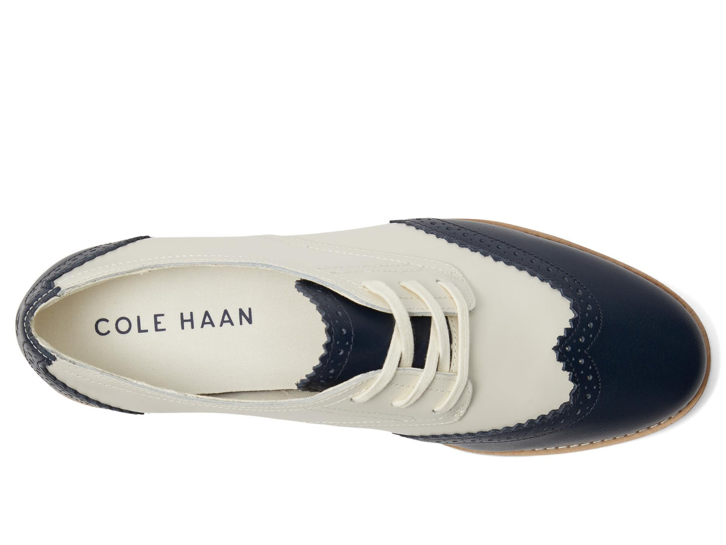 Cole Haan Womens Grand City Platform Oxford, Ivory and Navy Blazer/Ivory, 6.5 Medium