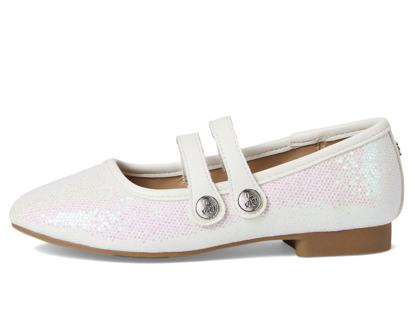 Sam Edelman Girls Maeve Button G (Little Big Kid) Ballet Flat, White, 2