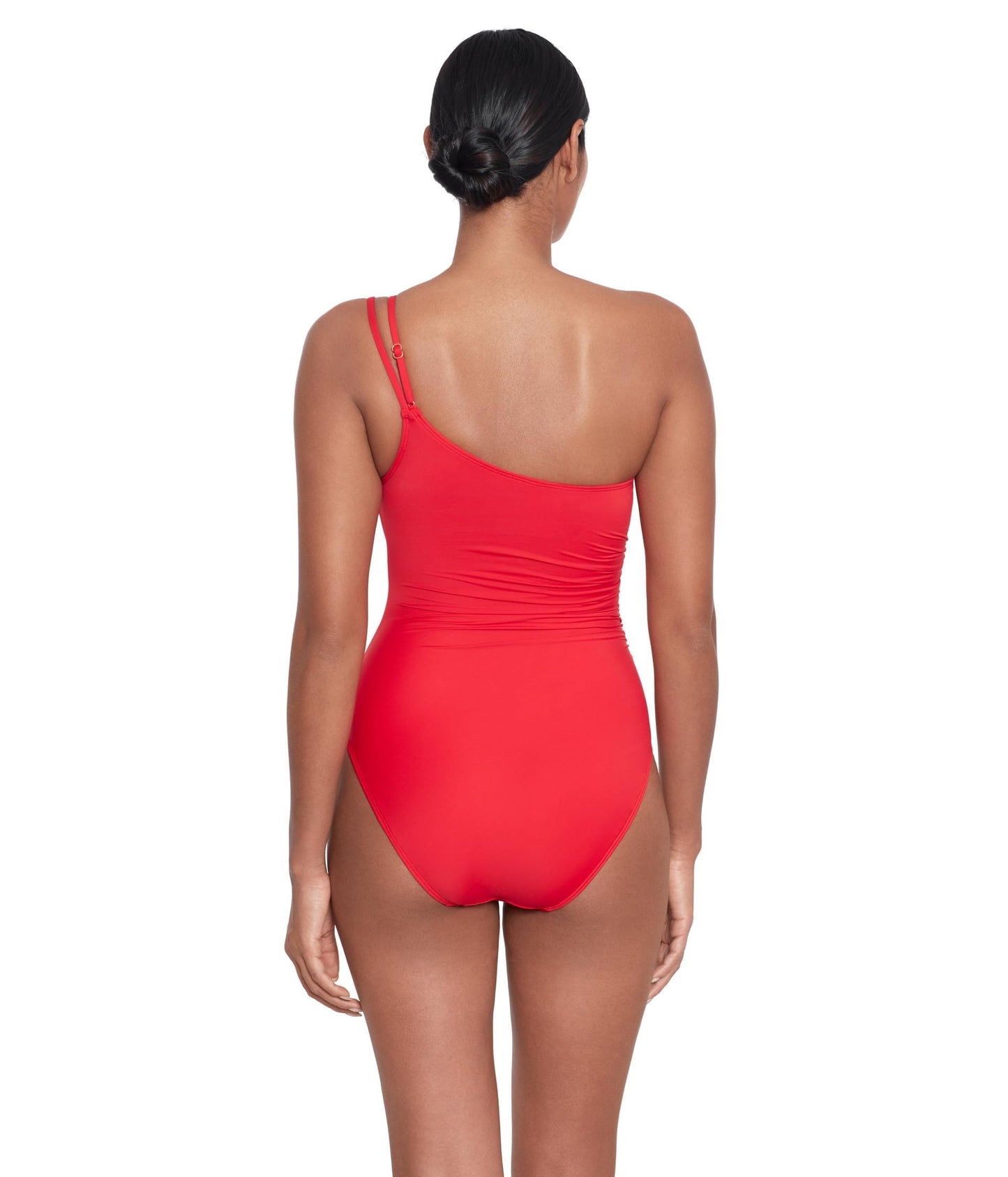 Lauren Ralph Lauren Womens Beach Club Solids Double Strap One Shoulder One-Piece Red 16
