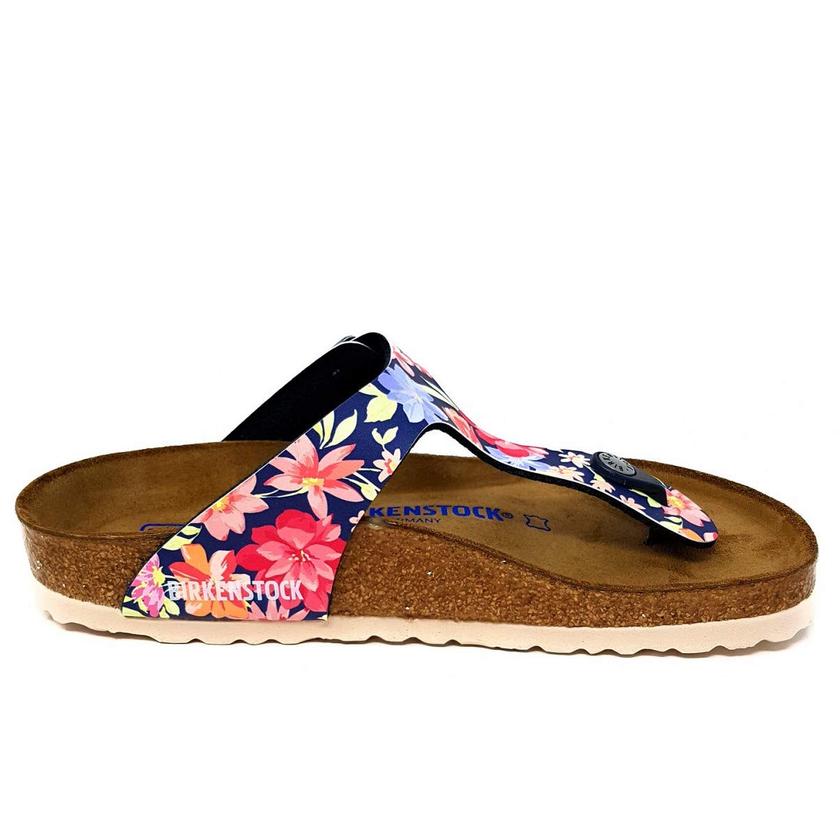 Birkenstock Women's Gizeh Soft Footbed Supernatural Flower Navy Birko-Flor EU Size: 40 - US Size: 9/9.5 Regular
