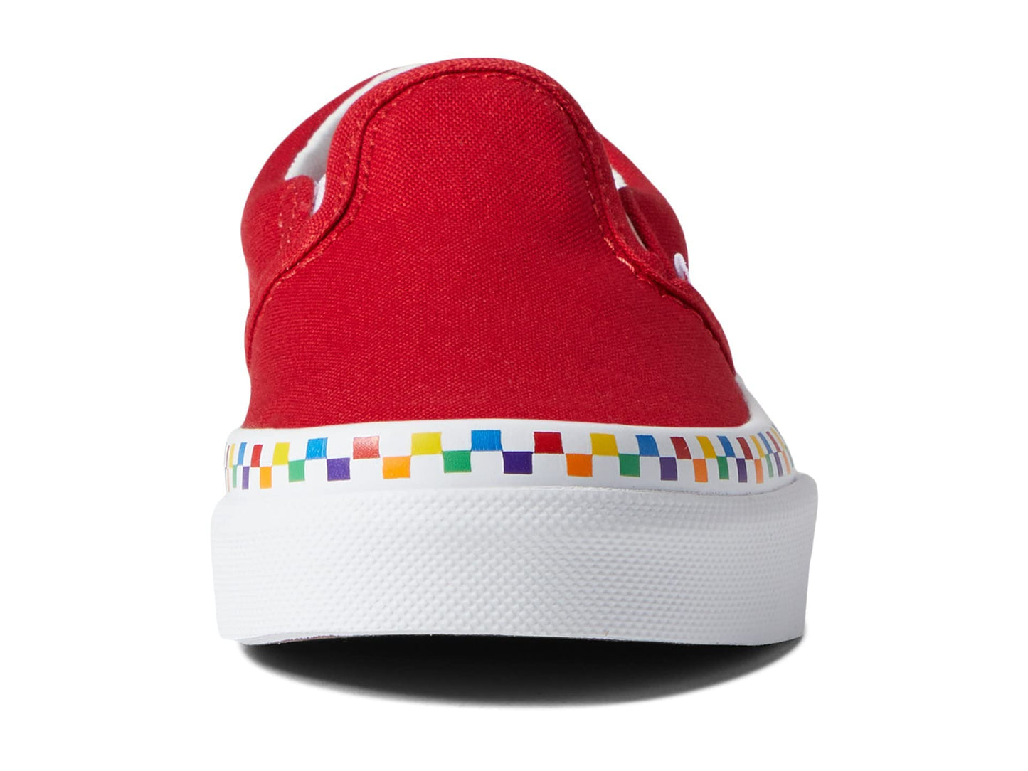 Vans Kids Slip On Sneaker, (Rainbow Checkerboard) Red/True White, Size 11.5 Little Kid