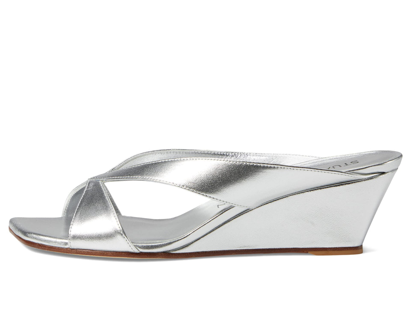 Stuart Weitzman Miami 50 Wedge Slide Silver 10.5 B