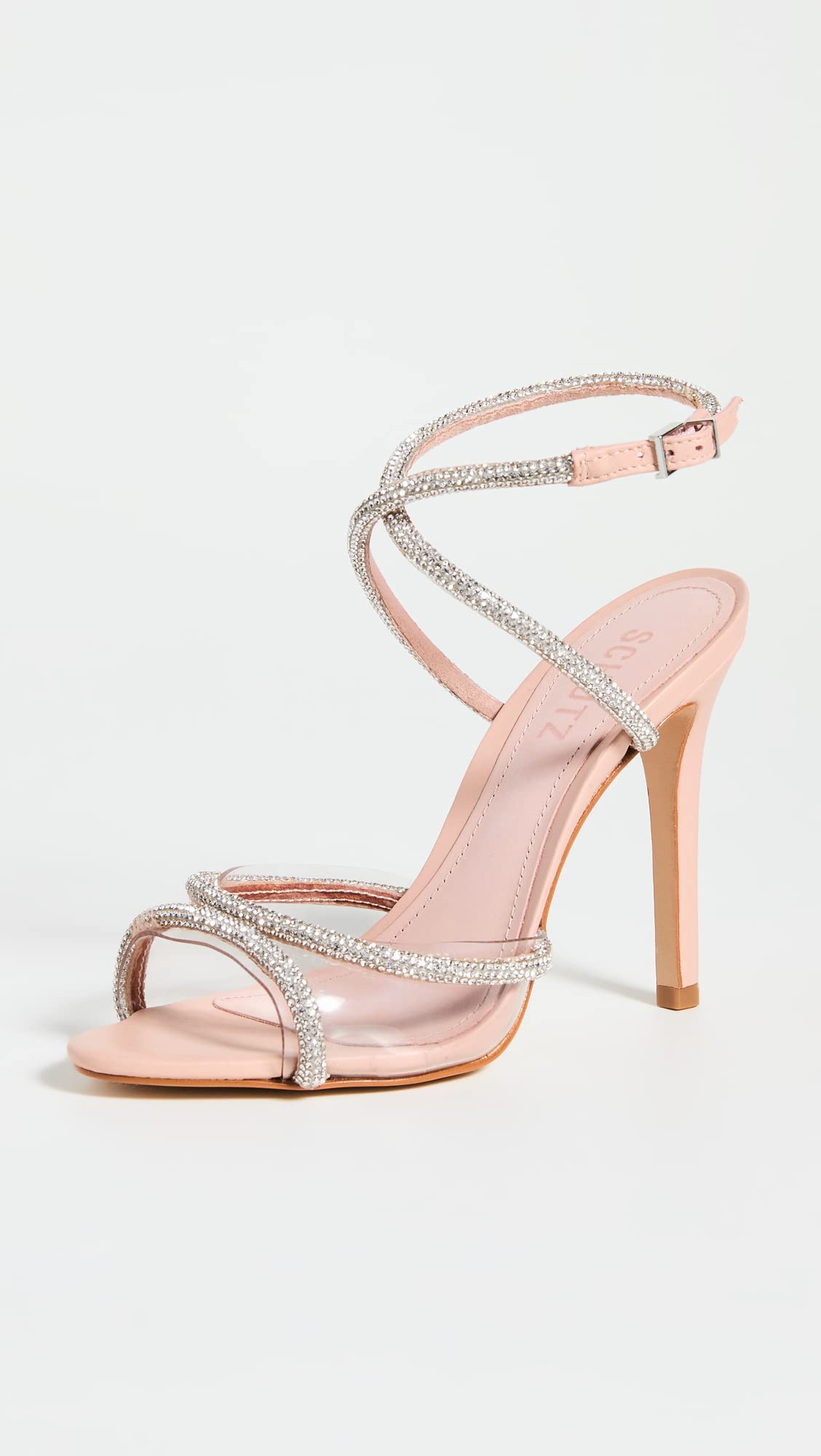 SCHUTZ Women's Louise Sandals, Cristal/Transparente/Rose, Rose Gold, Tan, Clear, 8.5 Medium US