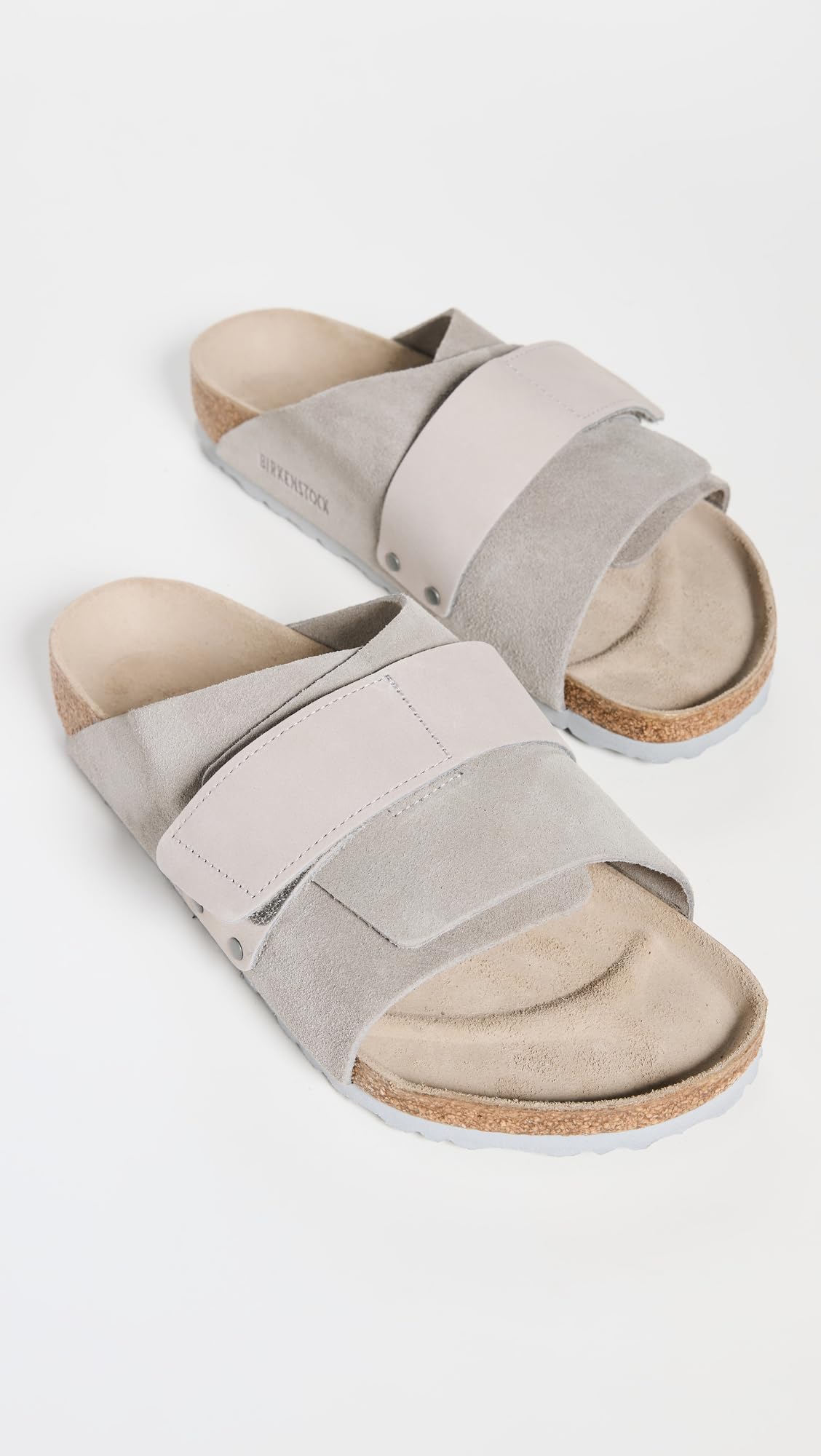 Birkenstock Men's Kyoto Grip Suede Slides, Stone Coin, Grey, 10 Medium US