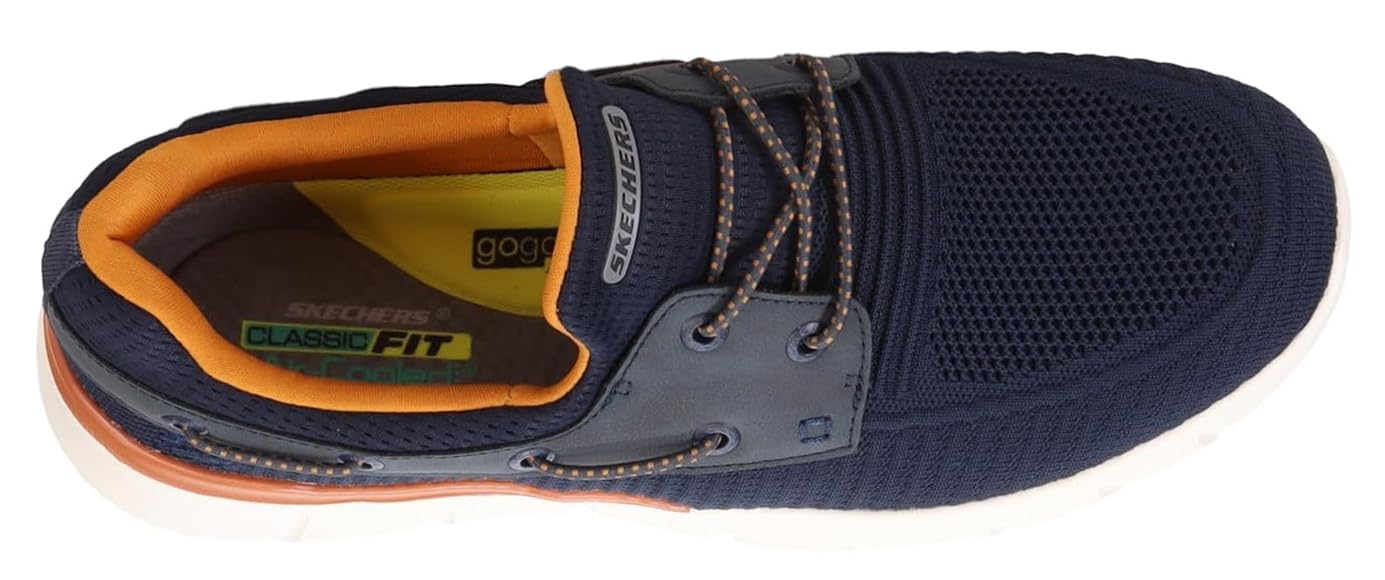 Skechers Men's Del Retto-Clean Slate Knitted Bungee Slip On, Navy, 14 W US