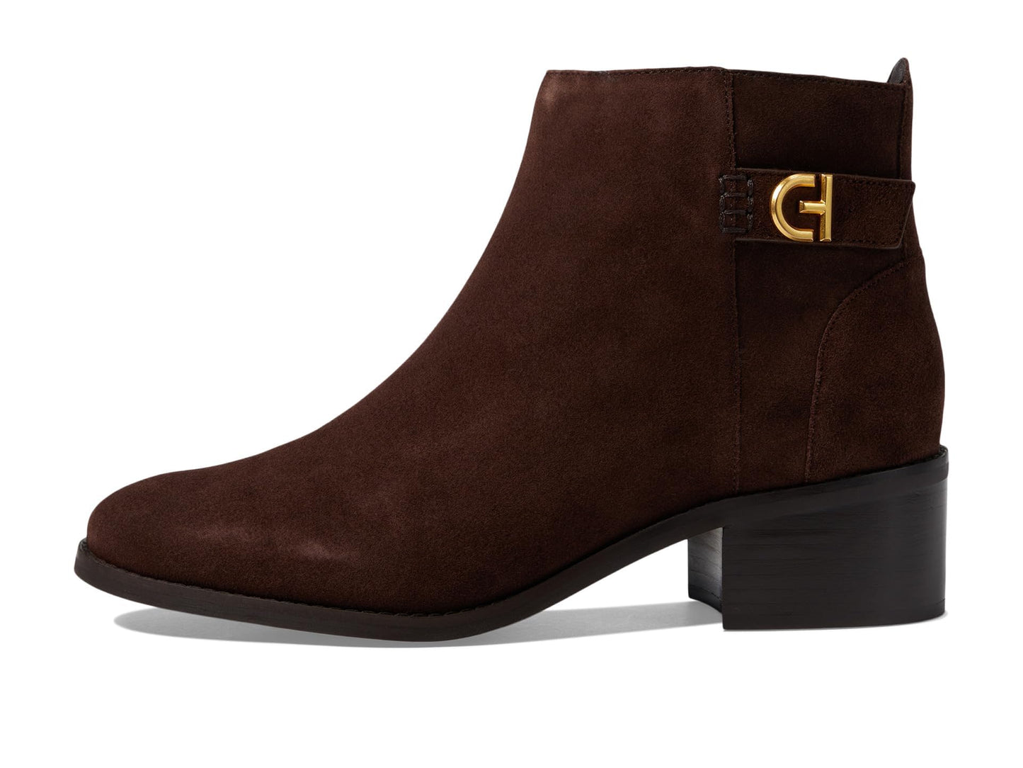 Cole Haan WOMENS HOLIS BUCKLE BOOTIE, DARK CHOCOLATE SUEDE, 6.5 B US