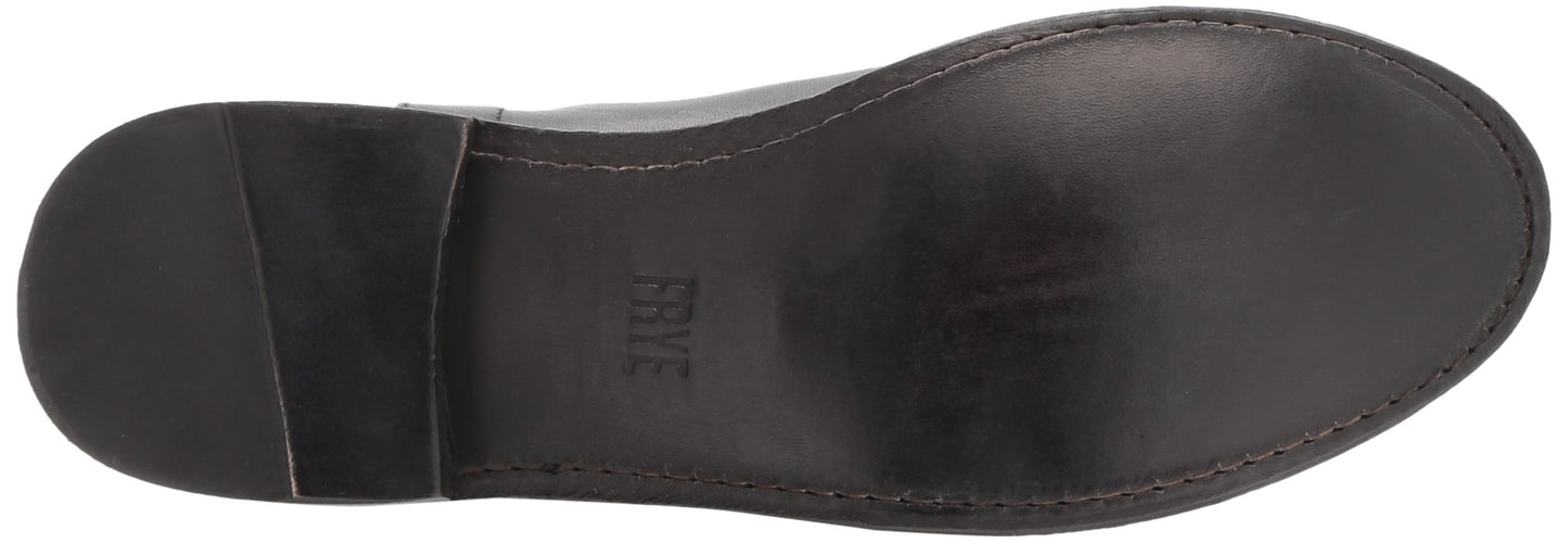 Frye Paige Tall Riding Boots for Women Made from Antiqued Italian Leather with Overlapping Front Panels, Stacked Leather Heel, and Leather Outsole – 16” Shaft Height, Black - 7 M