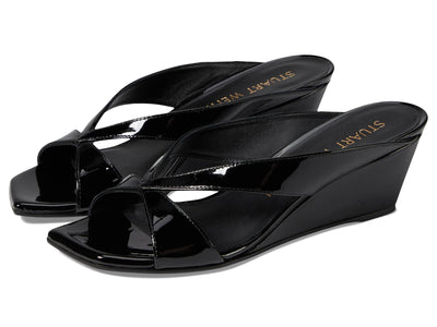 Stuart Weitzman Miami 50 Wedge Slide Black 7 B