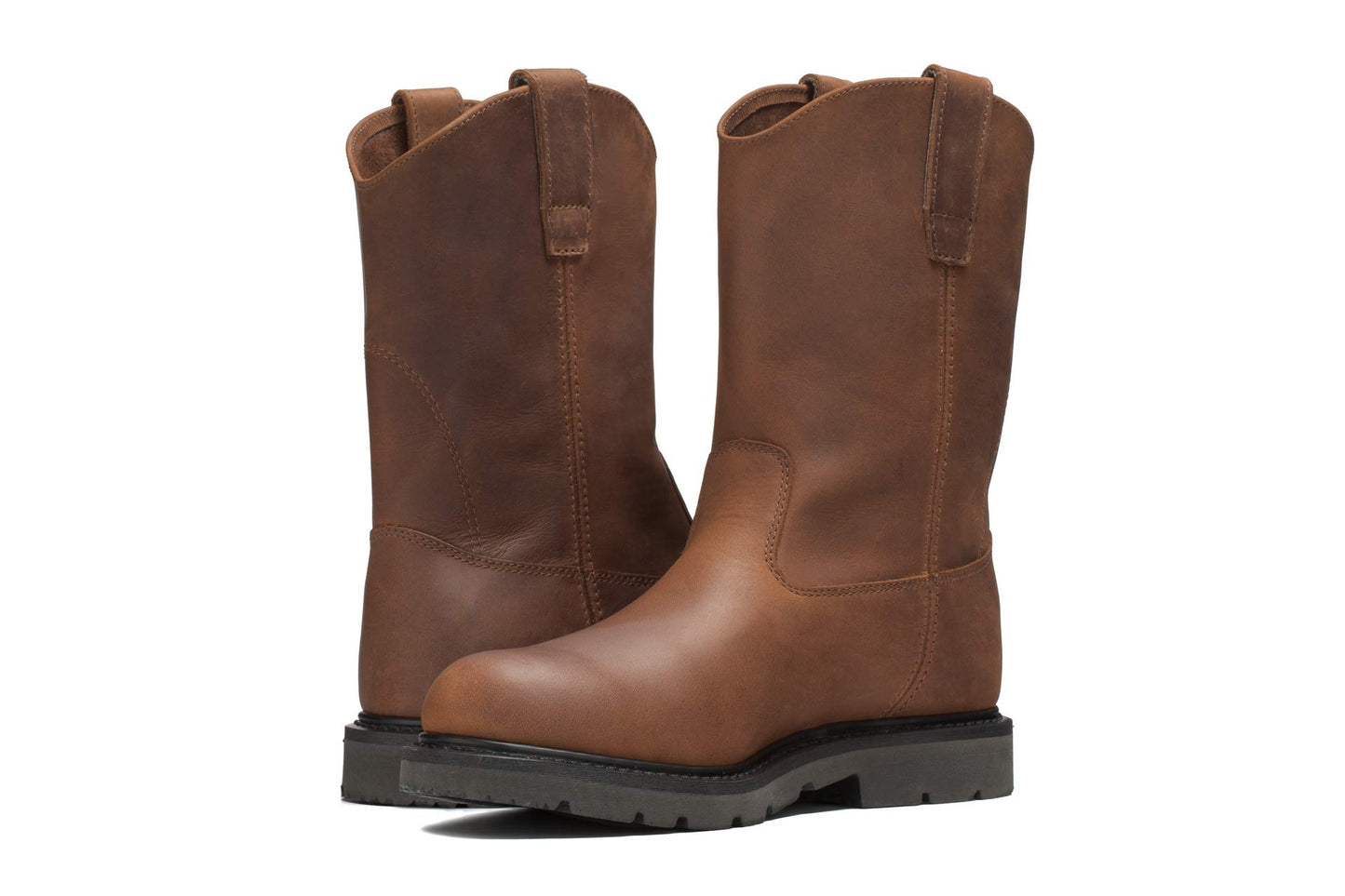Golden Fox 12" Wellington 1224 Pull On Leather Wellington Work Boot Lightweight Farming Ranching Construction (8 D, Fudge)