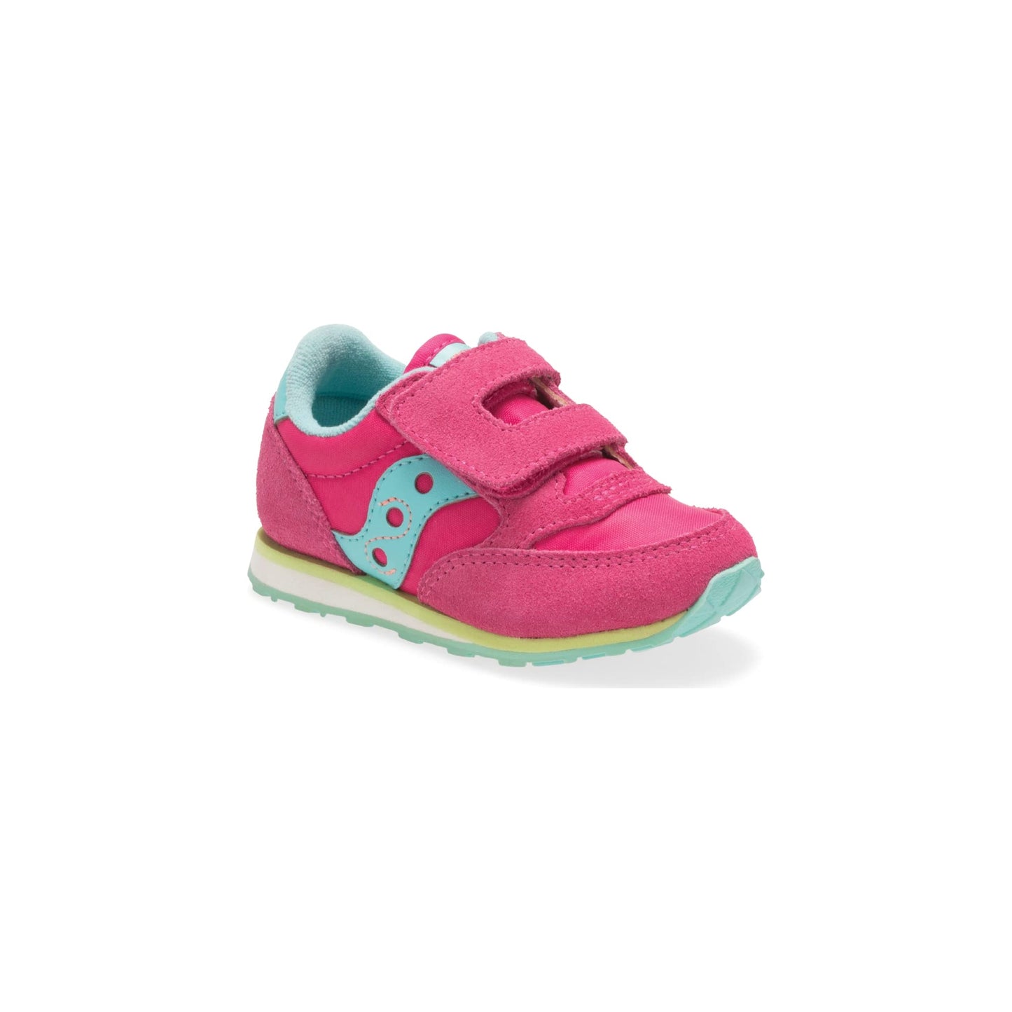 Saucony Unisex-child Baby Jazz Hook & Loop , PINK/TURQ/LIME, 10 M