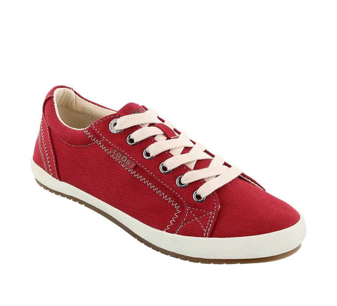 Taos Star Women's Sneaker - Iconic Style with Canvas Design for Everyday Adventures - Custom Fit Lacing and Premium Removable Footbed with Arch Support for All Day Comfort Red 8.5 M US