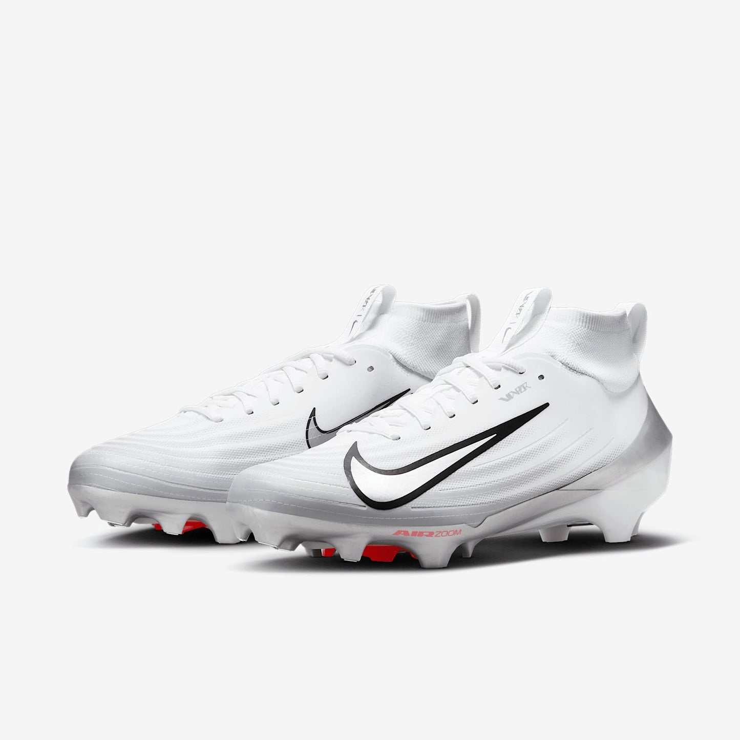 Nike Vapor Pro 1 Football Cleats (FB3298-100, White/Black/Summit White/Metallic Silver) Size 5.5
