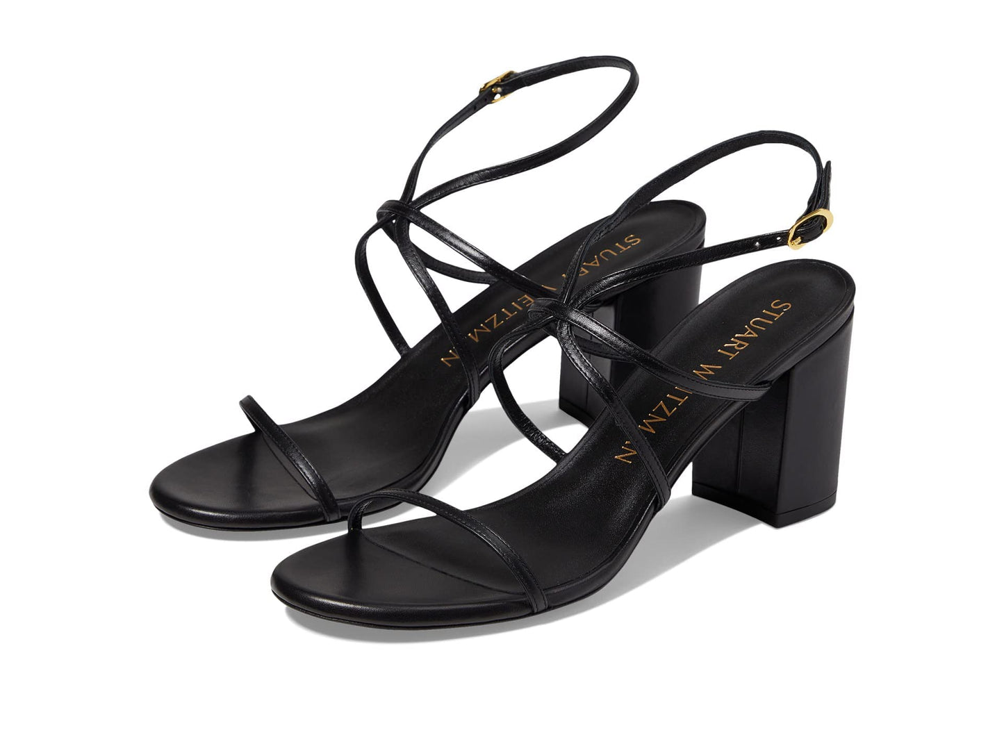 Stuart Weitzman Barelythere 75 Block Sandal Black 6 B