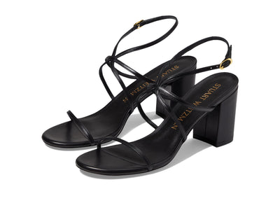 Stuart Weitzman Barelythere 75 Block Sandal Black 6 B