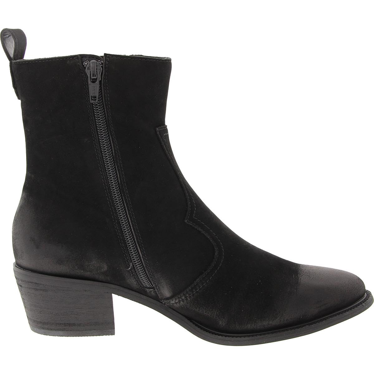 David Tate Women's Basil Western Boot, Black Nubuck Leather, 7 Wide