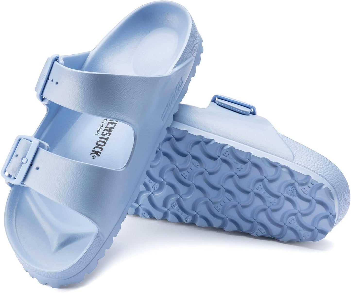 Birkenstock Unisex Arizona Essentials Slide-On Sandal, Dusty Blue, 8-8.5 Narrow Women/6-6.5 Narrow Men, 39EU