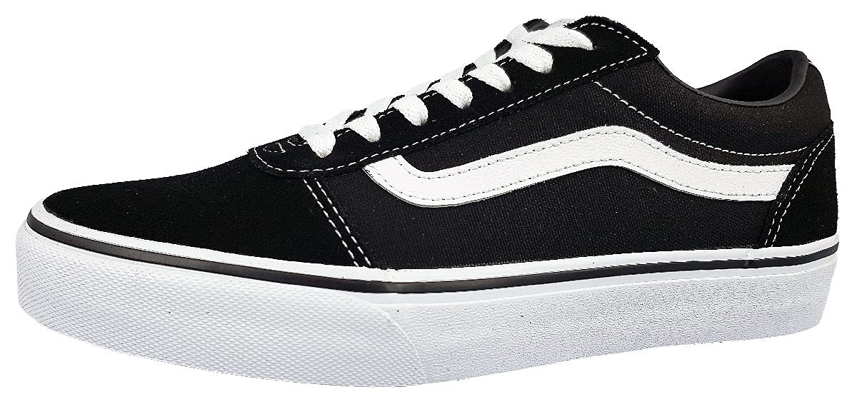 Vans Men's Ward Sneaker, Suede Canvas Black White, 7 M US