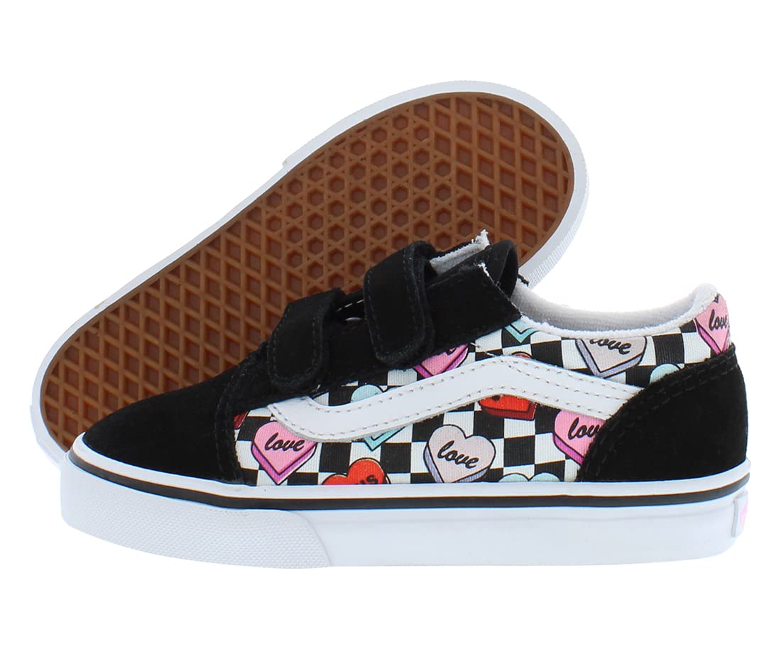 Vans Toddler Old Skool V, (Candy Hearts) Black/True White, Size 4 Toddler