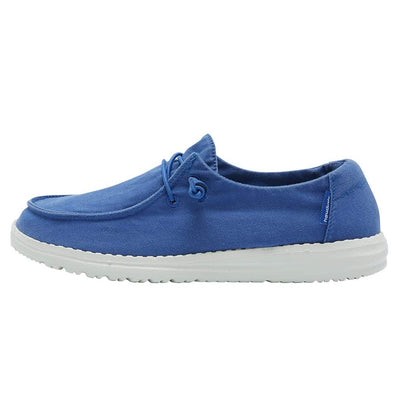 Hey Dude Women's Wendy Canvas Blue Nautical Size 5 | Women’s Shoes | Women’s Lace Up Loafers | Comfortable & Light-Weight