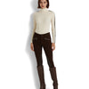 Lauren Ralph Lauren Faux-Leather-Trim Turtleneck Sweater Mascarpone Cream/Chocolate LG