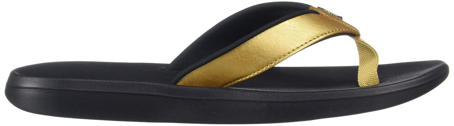 Nike Women's Bella Kai Flip Flops (Black/Metallic Gold) Size 8