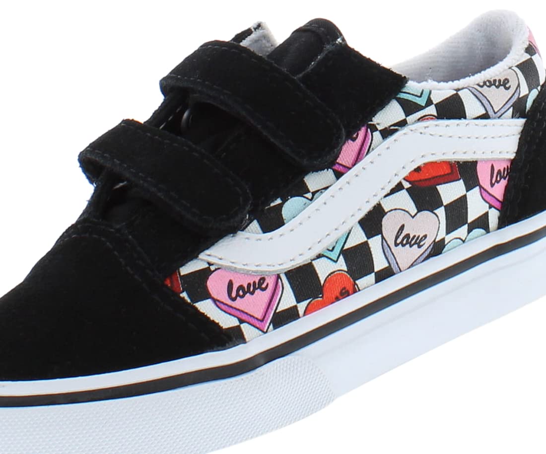 Vans Toddler Old Skool V, (Candy Hearts) Black/True White, Size 4 Toddler