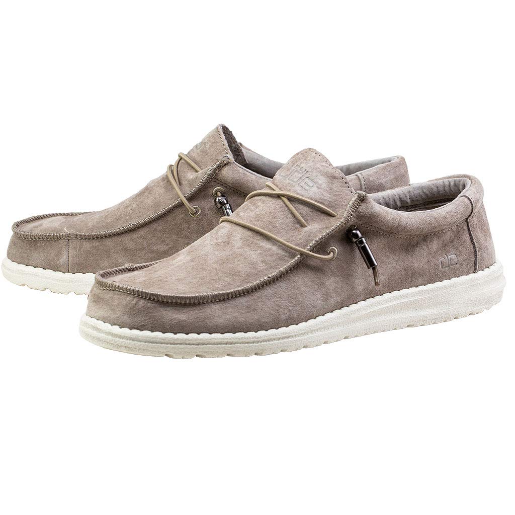 Hey Dude Men's Wally Suede Sterling Size 14 | Men’s Shoes | Men's Lace Up Loafers | Comfortable & Light-Weight