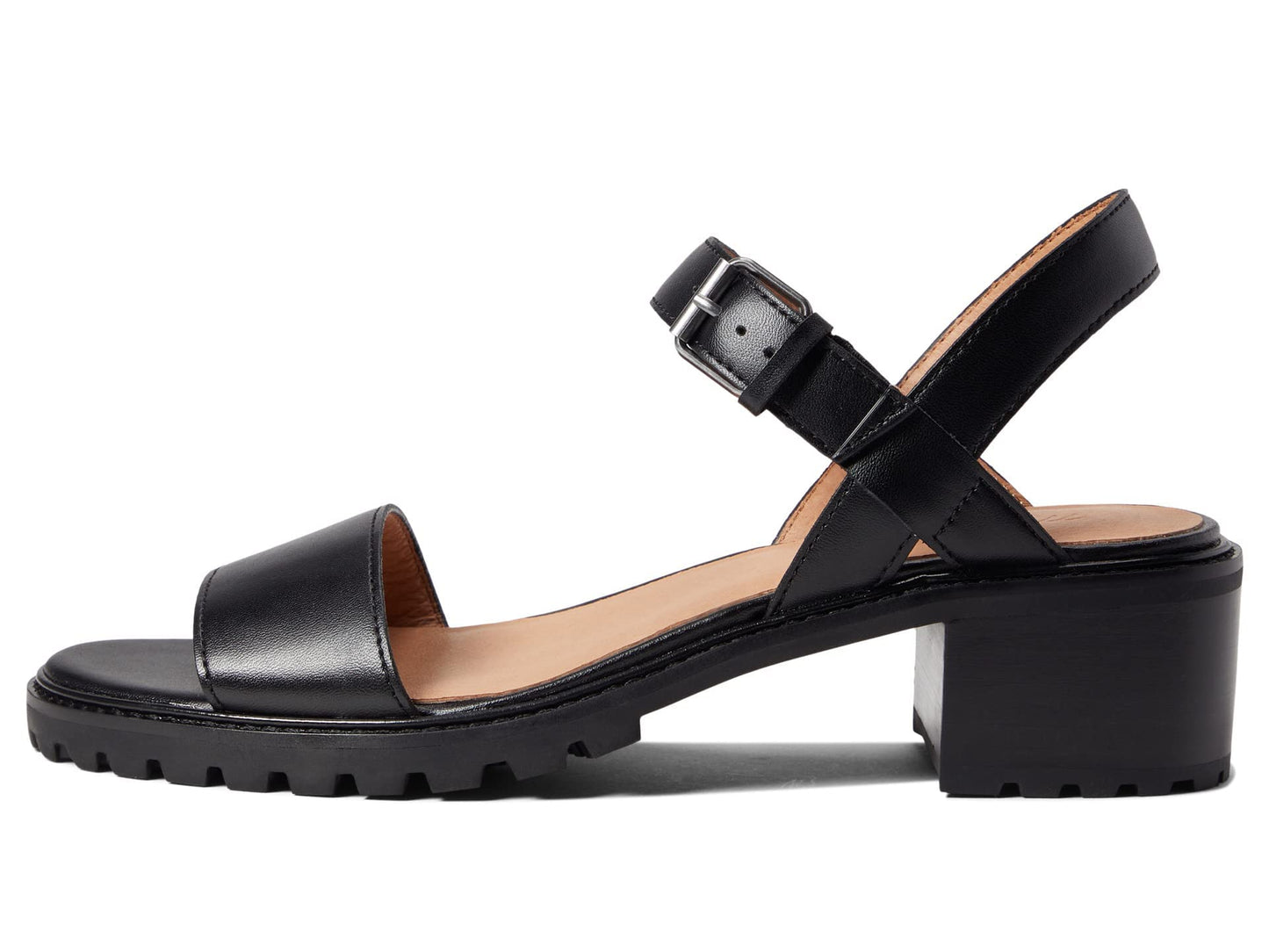 Madewell Cameron Lug Sandal - Nubuck Sandals for Women - Leather Upper with Ankle Strap Buckle Closure, Synthetic Outsole, and Round-Toe Sandals True Black 6 M