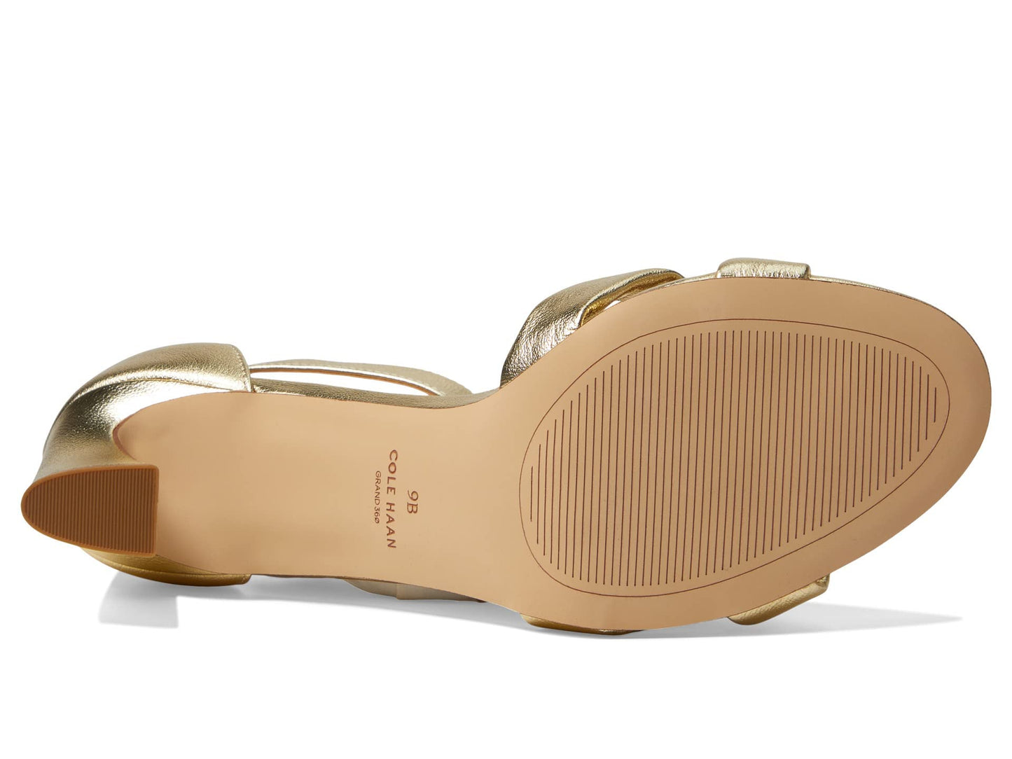Cole Haan Adella Braided Sandals for Women – Medium Width – Open Almond Toe – PU Midsole – Sculpted Heel Gold Leather 7.5 B - Medium