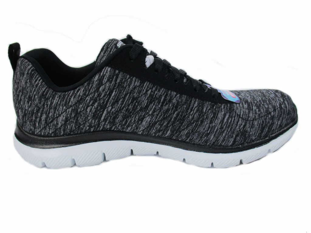 Skechers womens Flex Appeal 2.0 Sneaker, Black/White, 10 US