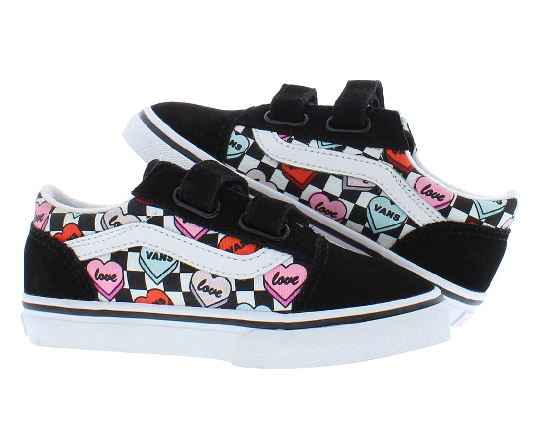 Vans Toddler Old Skool V, (Candy Hearts) Black/True White, Size 4 Toddler