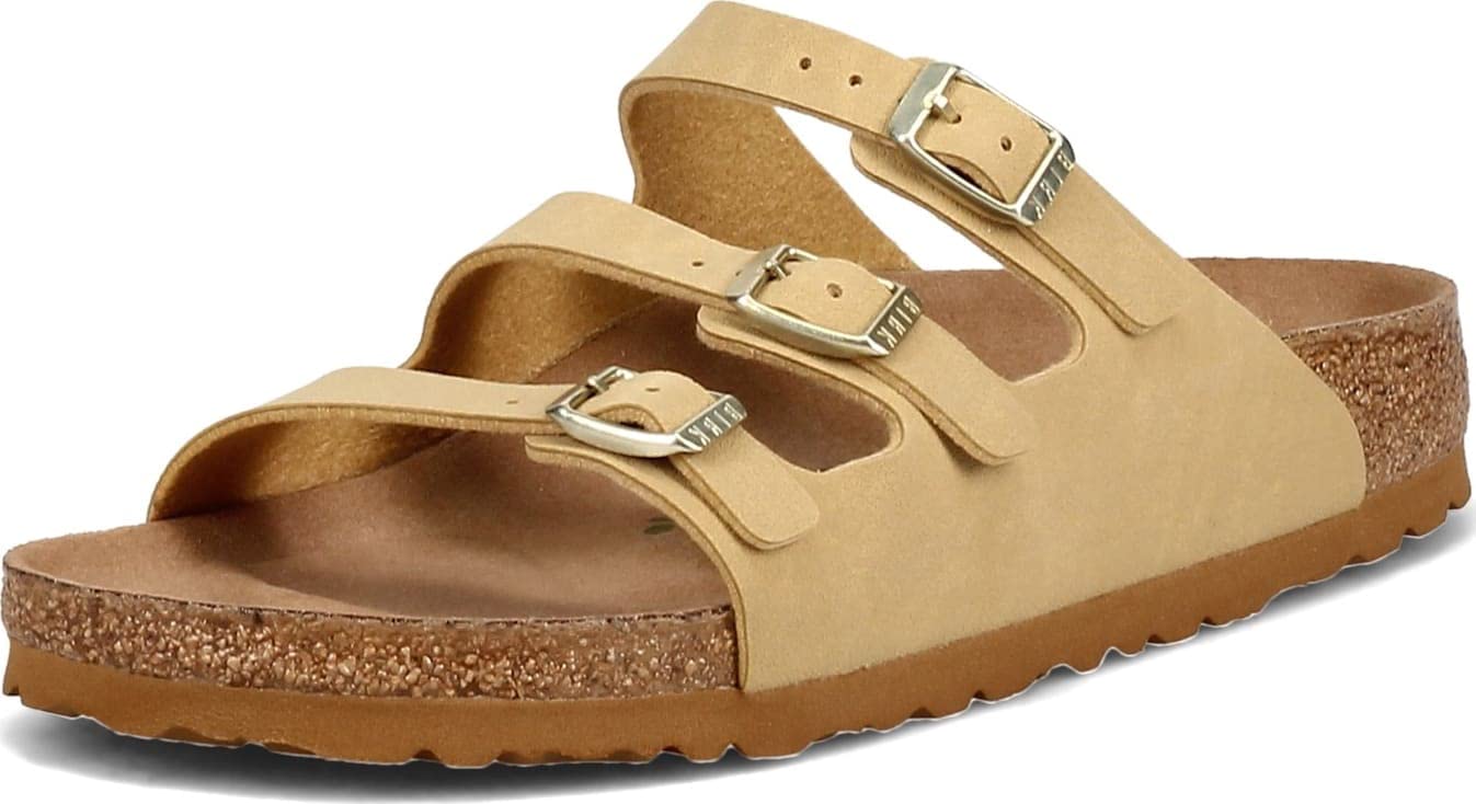 Birkenstock Florida Fresh Vegan Birkibuc Latte Cream Sandals