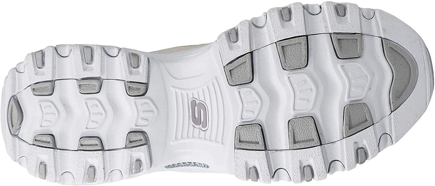 Skechers Women's D'Lites - Resilient Mule Slip-On Sneaker, White/Vapor/Silver, 11 W US