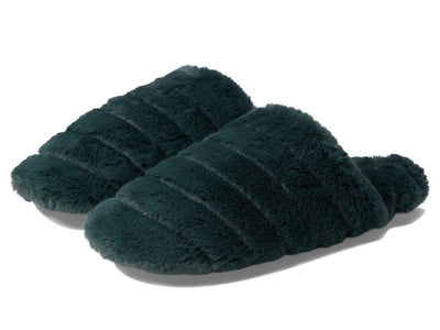 Madewell Quilted Scuff Slippers in Recycled Faux Fur Deep Forest 10 M