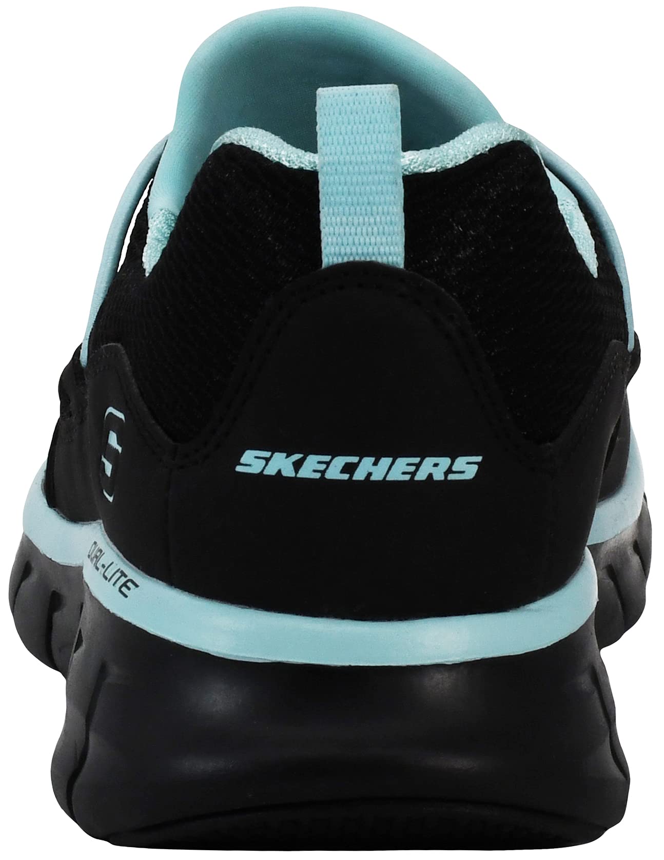Skechers Sport Women's Loving Life Memory Foam Fashion Sneaker, Black/Turquoise, 10 M US