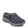 Skechers Women's Clogs - Relaxed Fit: Easy Going - Latte-Twin Gore Open Back Suede Fur Slip-On Clogs with Air Cooled Insole Mule, Navy, 9