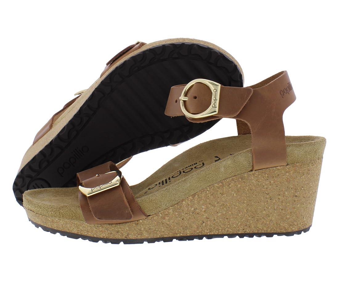 Birkenstock Women's Soley Ring-Buckle Oiled Leather in Cognac