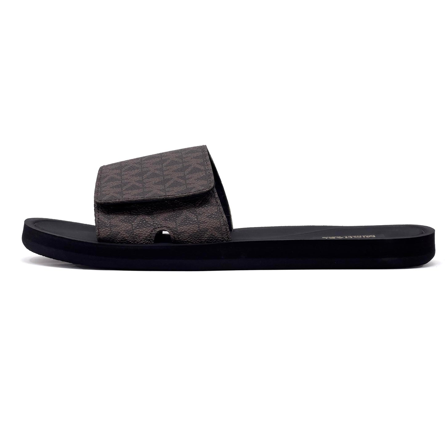 Michael Kors Wade Slide Sandals,Mini Mk,PVC, Brown (numeric_8)