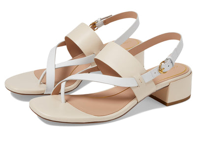 Cole Haan Womens Anica Lux Block Heel, Sandollar/White Leather, 6.5-B US