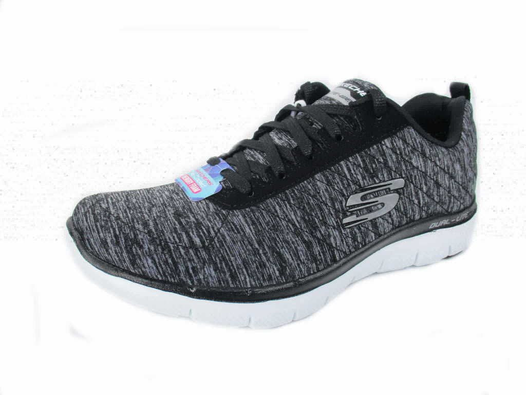 Skechers womens Flex Appeal 2.0 Sneaker, Black/White, 10 US