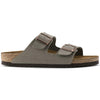 Birkenstock Unisex Arizona Birko-Flor Nubuck Leather Wide Mules, Grey Stone, 10