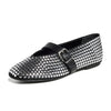 SCHUTZ Women's Eiza Studs Ballet Flats, Black, 6.5 Medium US