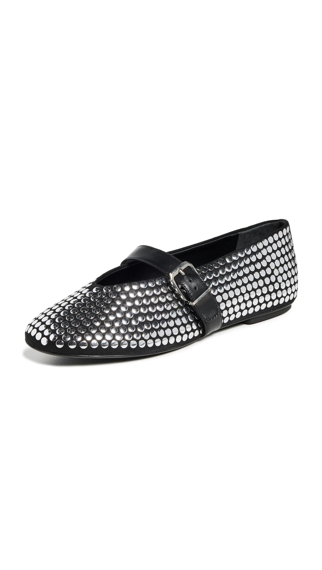 SCHUTZ Women's Eiza Studs Ballet Flats, Black, 6.5 Medium US