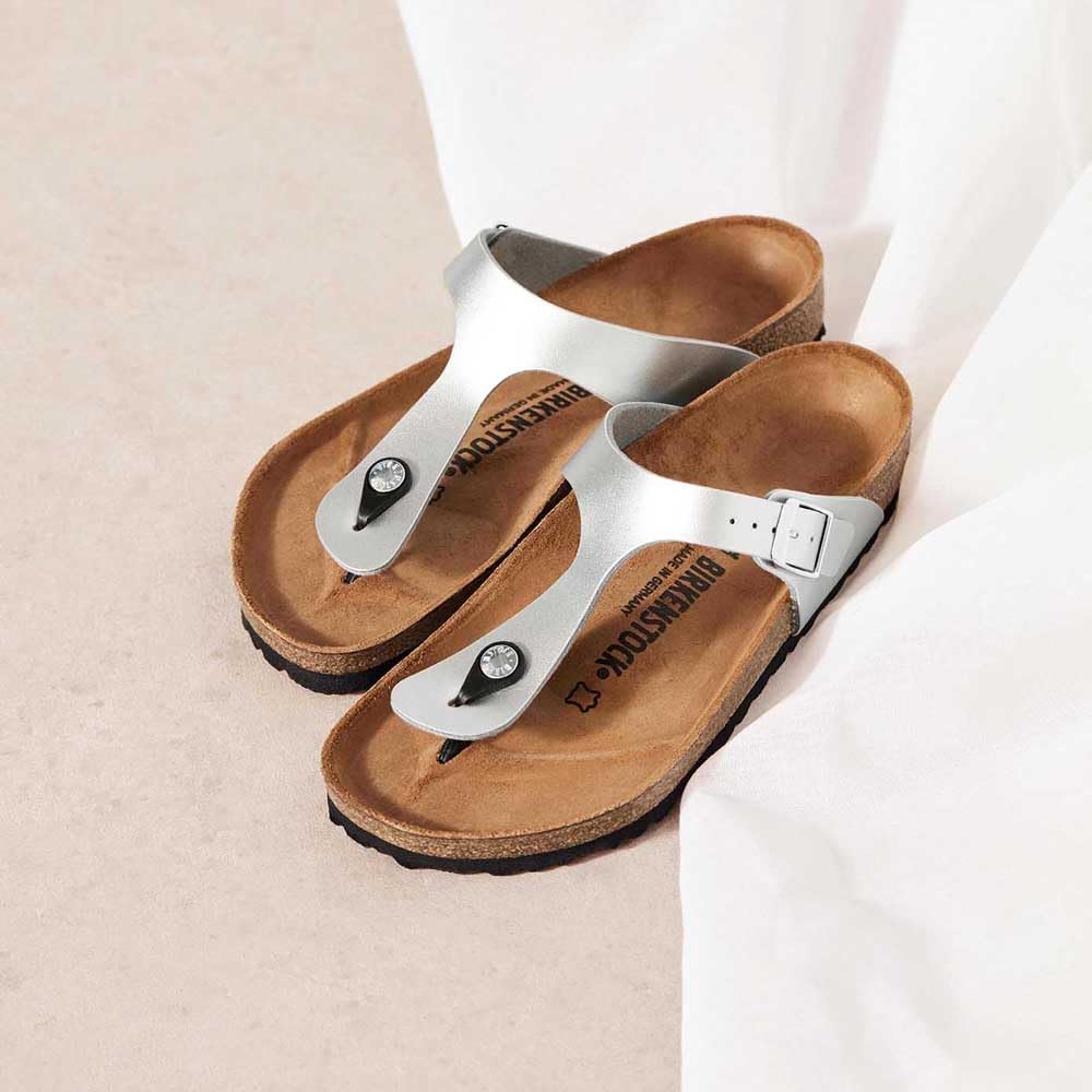 Birkenstock Women's Flip Flop Sandals, Silver Syn, 5.5